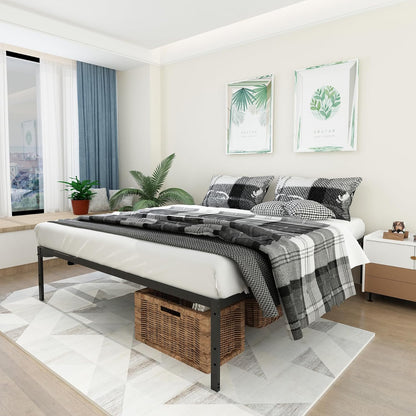 Cama de Matrimonio Fácil Montaje Somier de Metal Somier de Metal Sin Cabecero Somier Antideslizante 190 X 140 cm