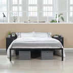 Estructura de Cama de Metal Tamaño Queen Sin Colchón 207 x 152 cm Negro