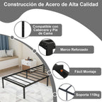 Estructura de Cama Individual de Metal sin Colchón Negro 194x98 cm