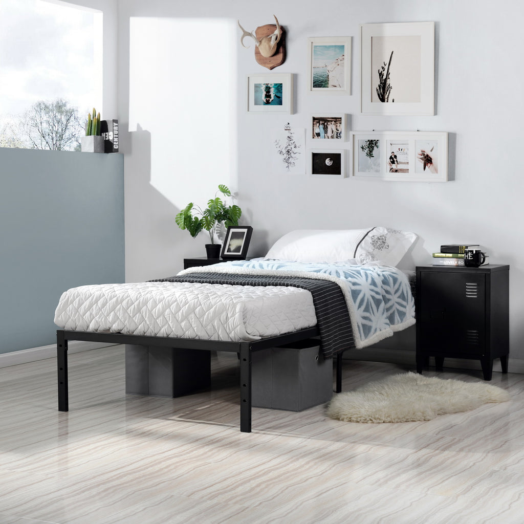 Estructura de Cama Individual de Metal sin Colchón Negro 194x98 cm