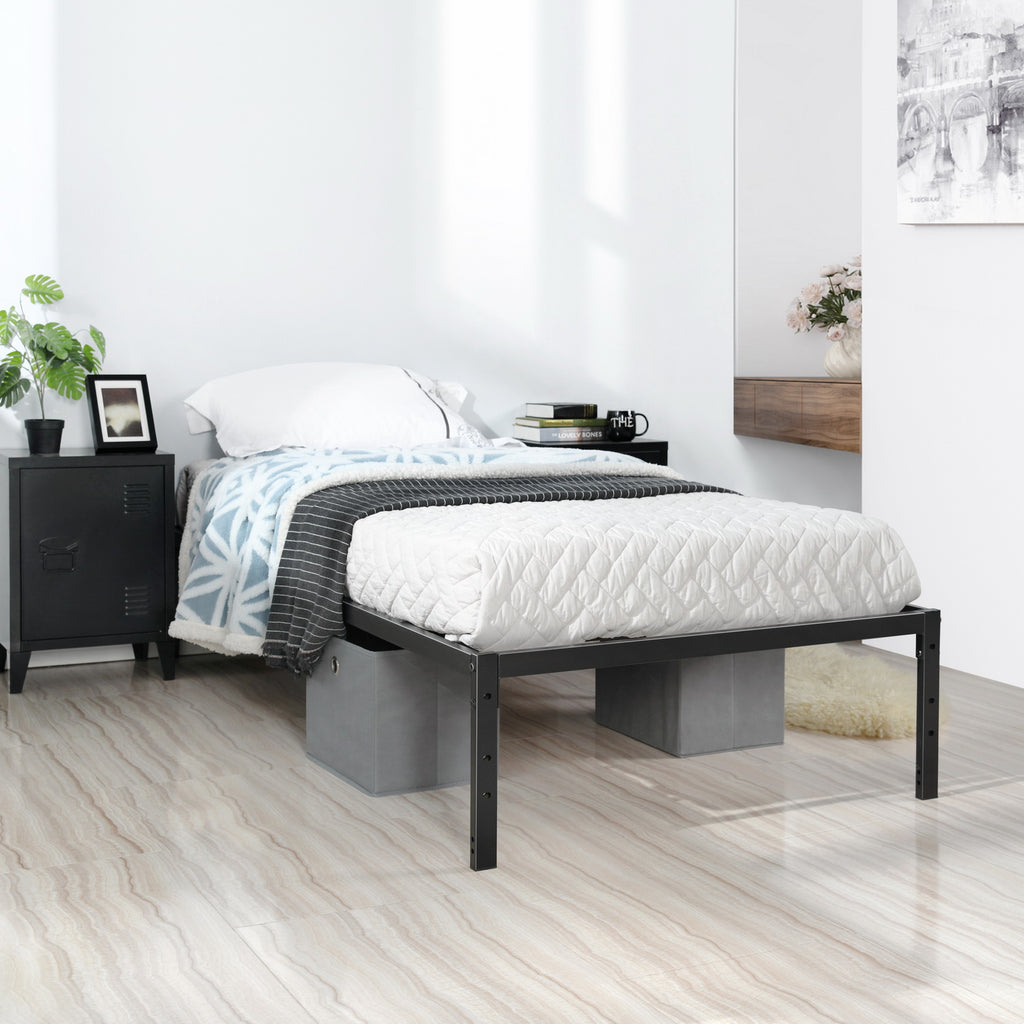 Estructura de Cama Individual de Metal sin Colchón Negro 194x98 cm