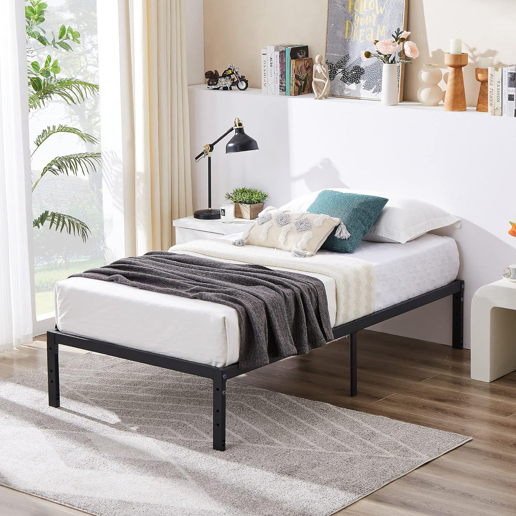 Estructura de Cama Individual de Metal sin Colchón Negro 194x98 cm