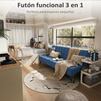Sofá Cama Moderno con Muelles (Azul)