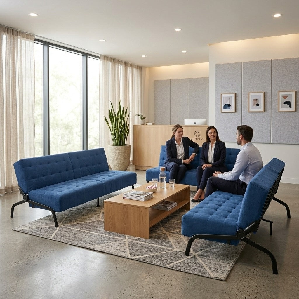 Sofá Cama Moderno con Muelles (Azul)
