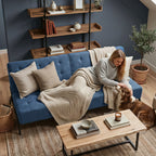 Sofá Cama Moderno con Muelles (Azul)