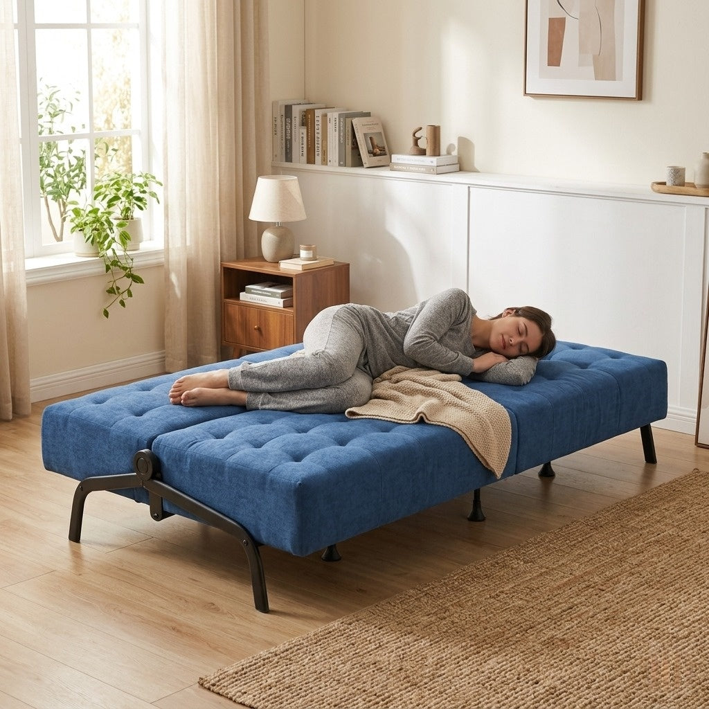 Sofá Cama Moderno con Muelles (Azul)