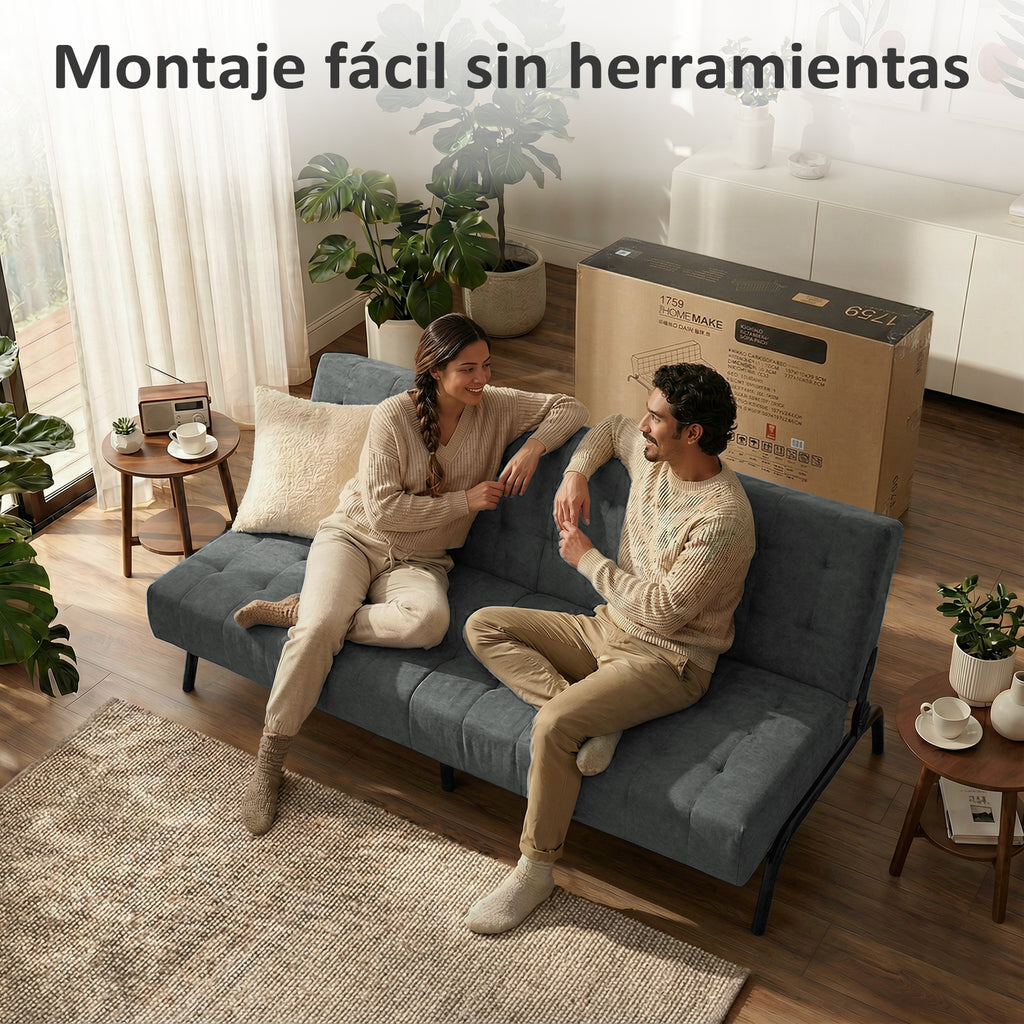 Sofá Cama Moderno con Muelles (Gris)