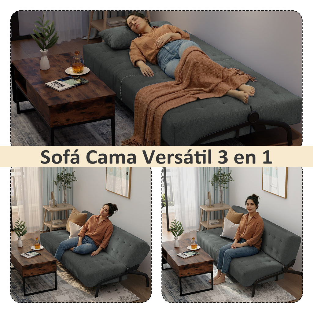 Sofá Cama Moderno con Muelles (Gris)