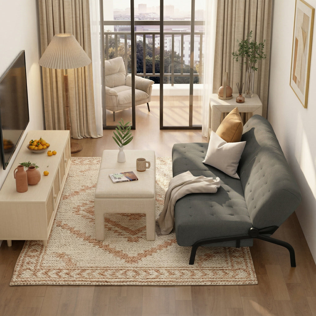 Sofá Cama Moderno con Muelles (Gris)