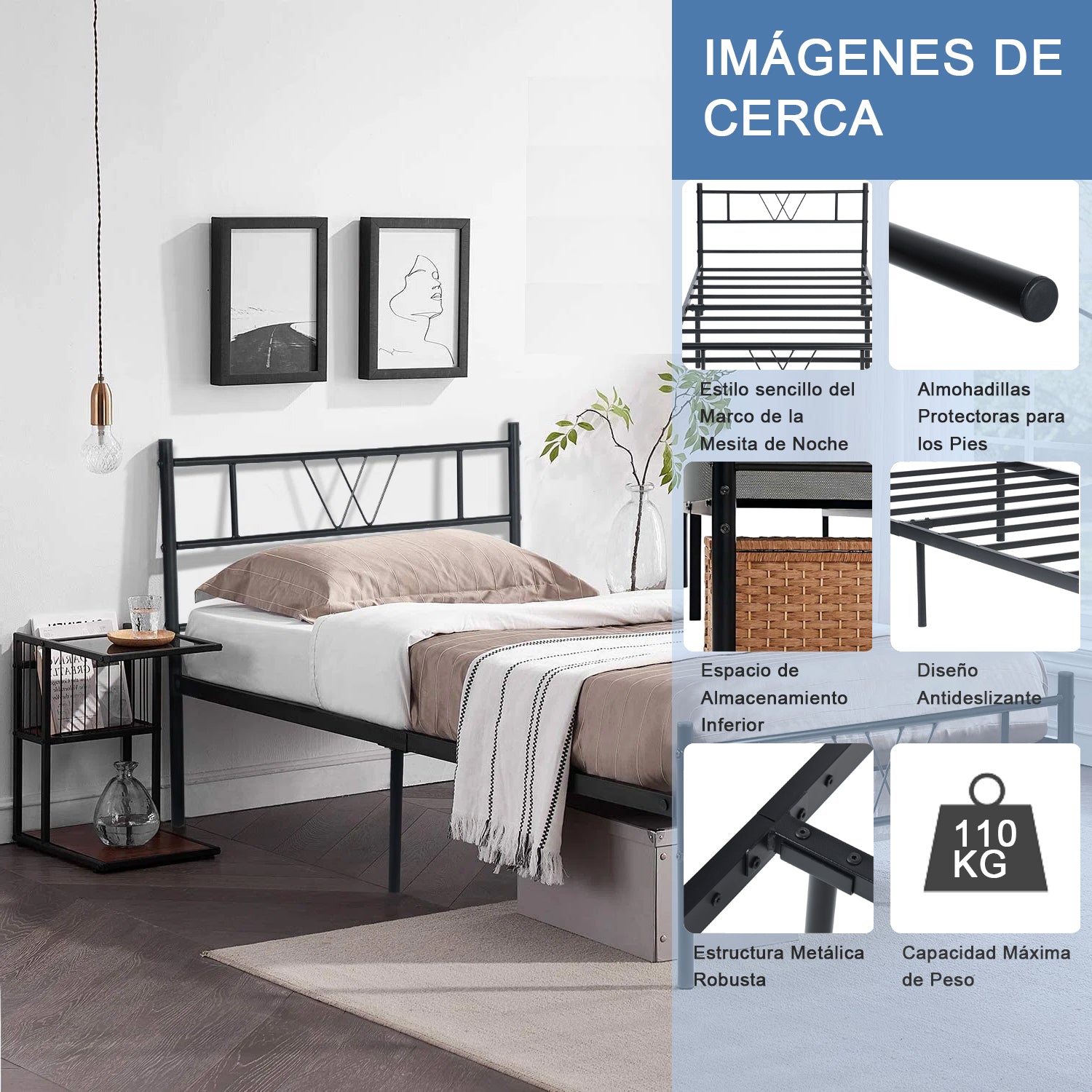 Base de Cama Individual de Metal