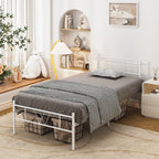 Cama Individual Estructura de Metal 197 x 99 x 80 cm Capacidad de Carga 110 Kg (Blanco)