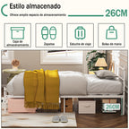 Cama Individual Estructura de Metal 197 x 99 x 80 cm Capacidad de Carga 110 Kg (Blanco)