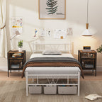 Cama Individual Estructura de Metal 197 x 99 x 80 cm Capacidad de Carga 110 Kg (Blanco)