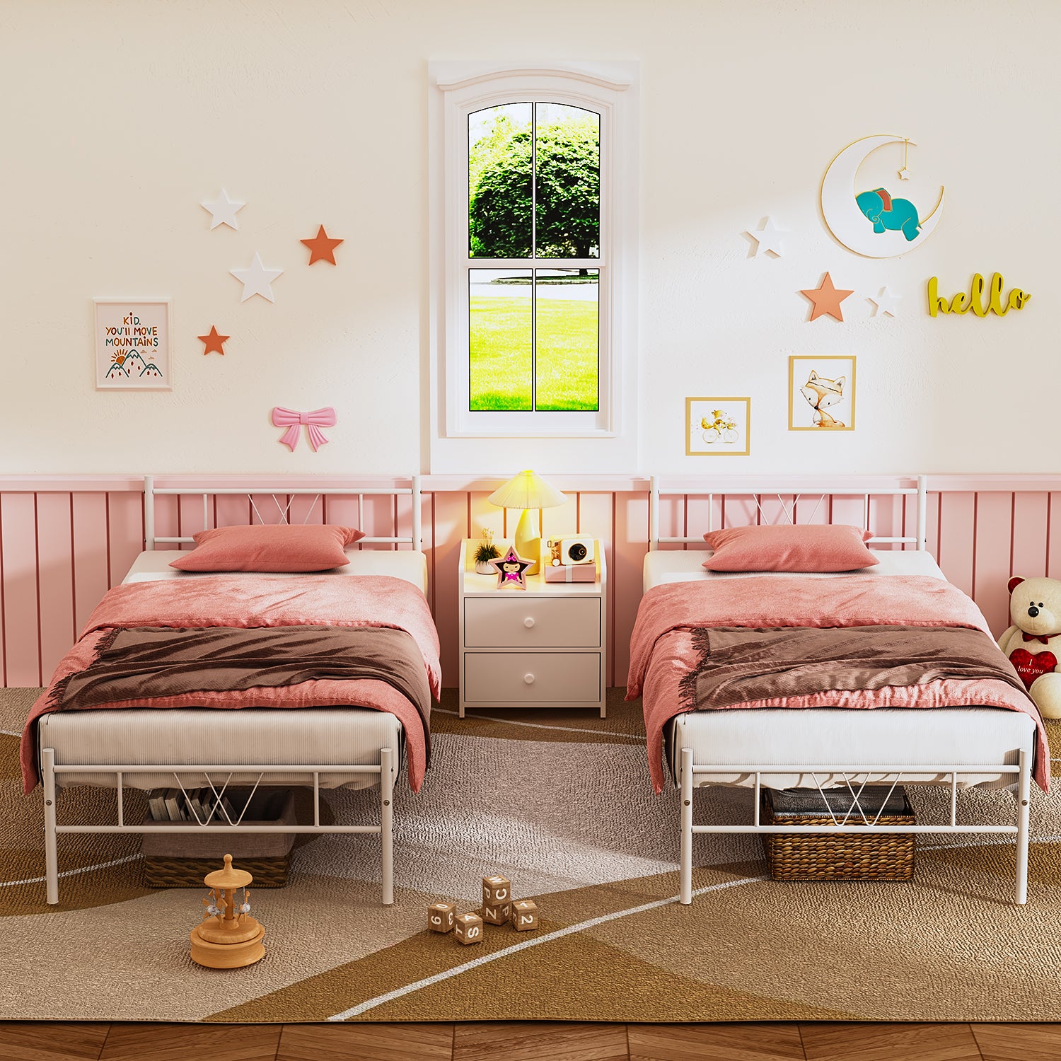 Cama Individual Estructura de Metal 197 x 99 x 80 cm Capacidad de Carga 110 Kg (Blanco)