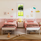 Cama Individual Estructura de Metal 197 x 99 x 80 cm Capacidad de Carga 110 Kg (Blanco)