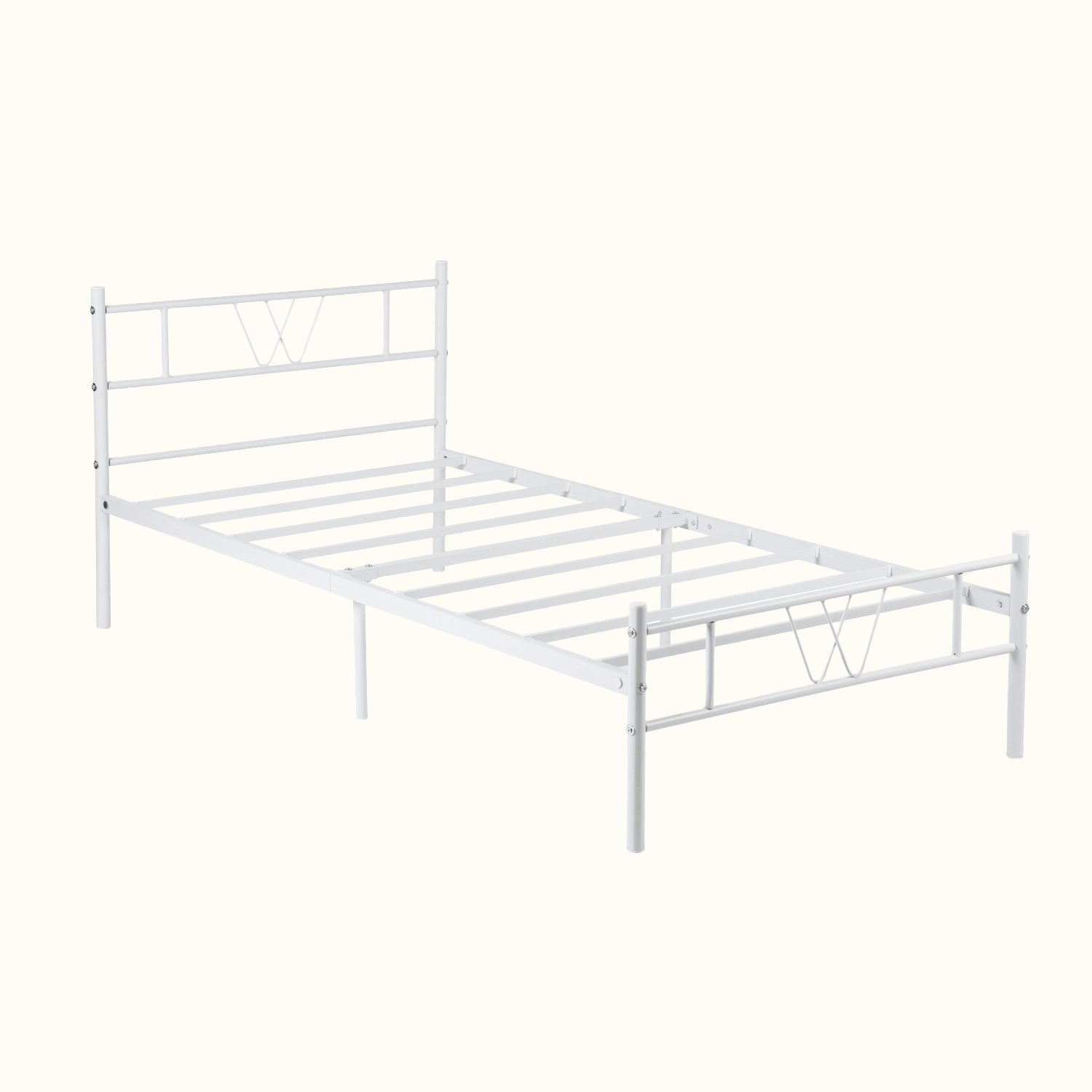 Cama Individual Estructura de Metal 197 x 99 x 80 cm Capacidad de Carga 110 Kg (Blanco)