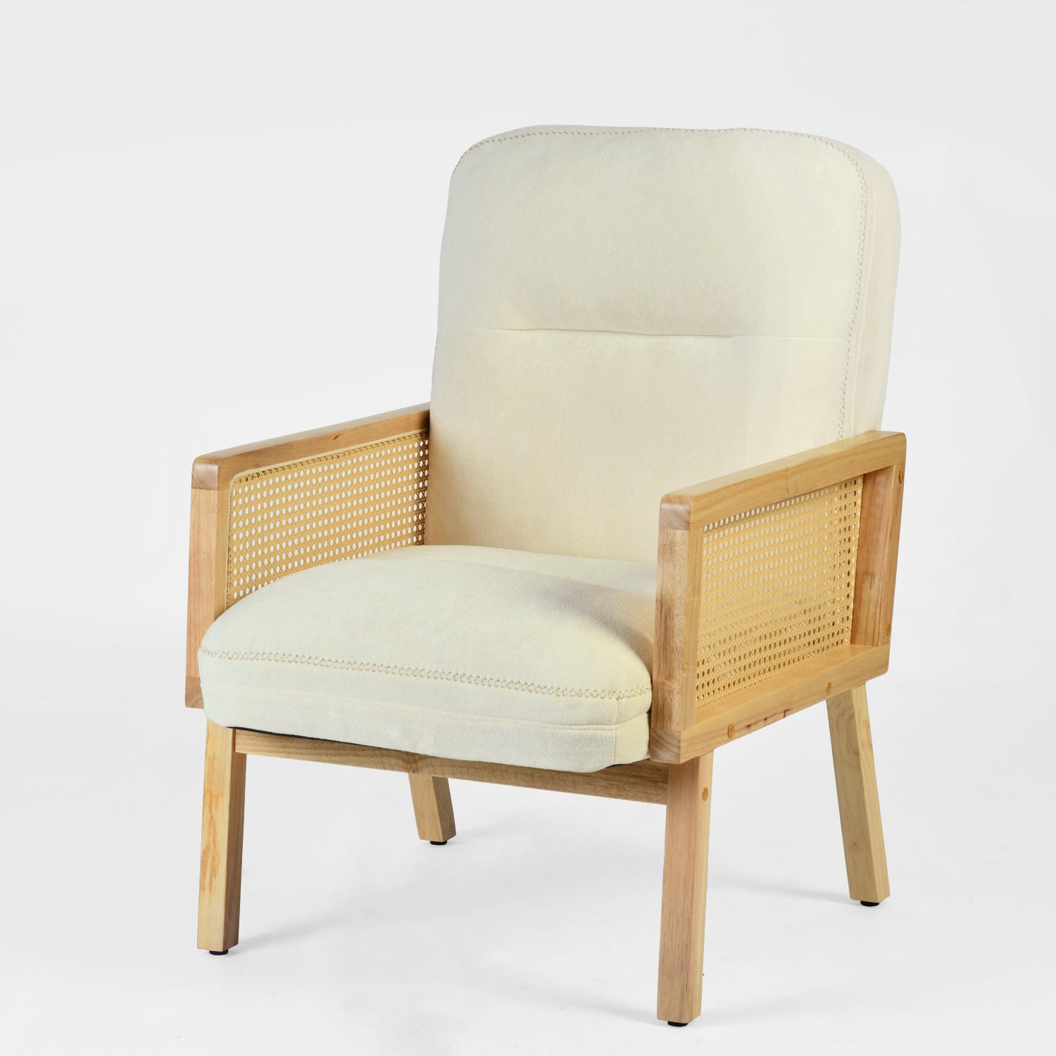 Sillón Individual Moderno con Ratán (Beige)