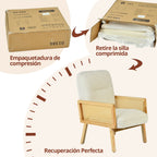 Sillón Individual Moderno con Ratán (Beige)