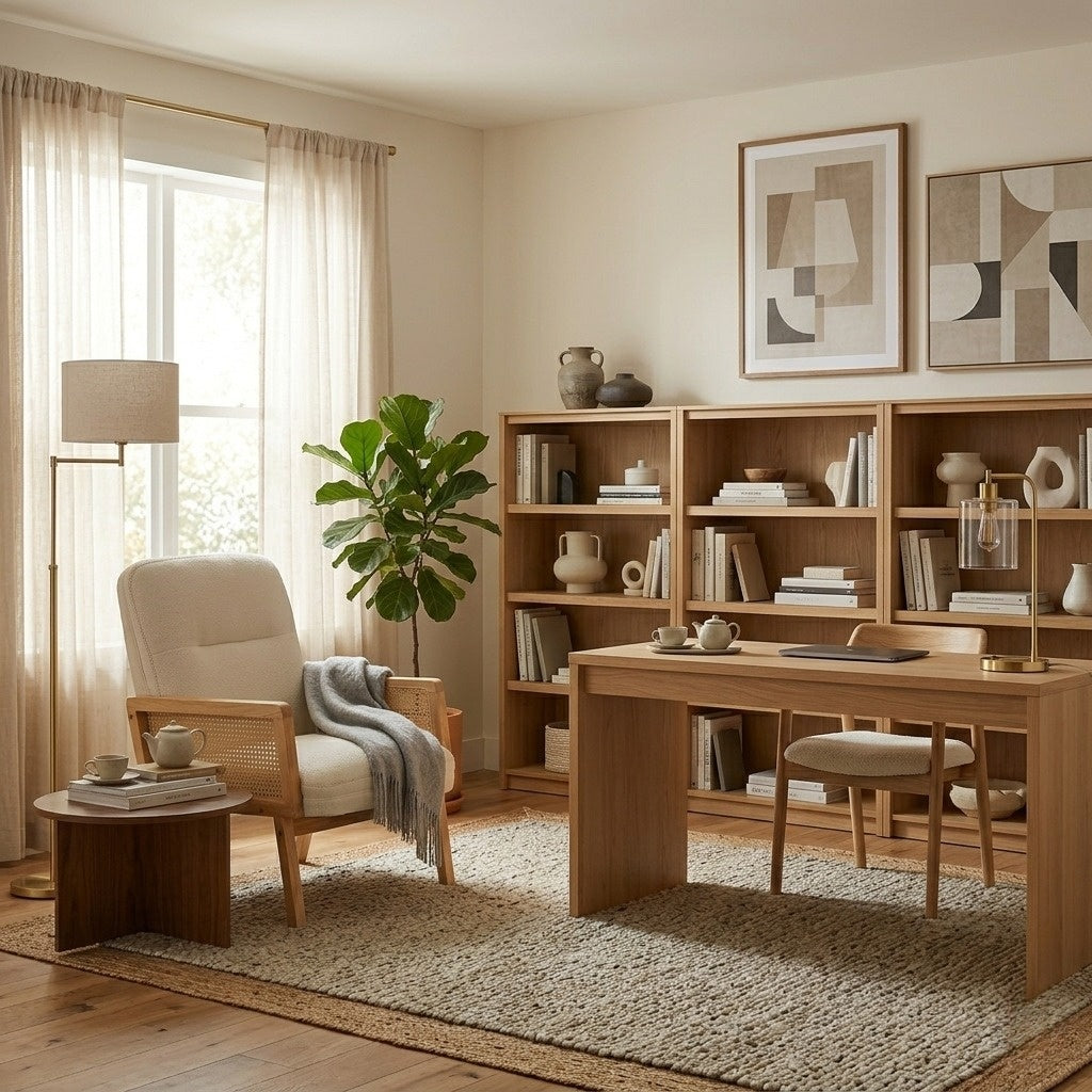 Sillón Individual Moderno con Ratán (Beige)