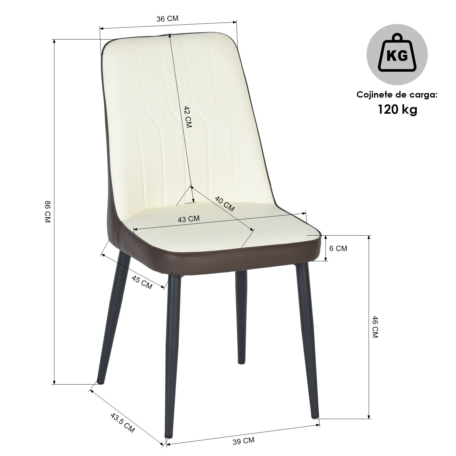 Sillas de Comedor Modernas y Cómodas de 2 Piezas para Comedor y Cocina Marrón