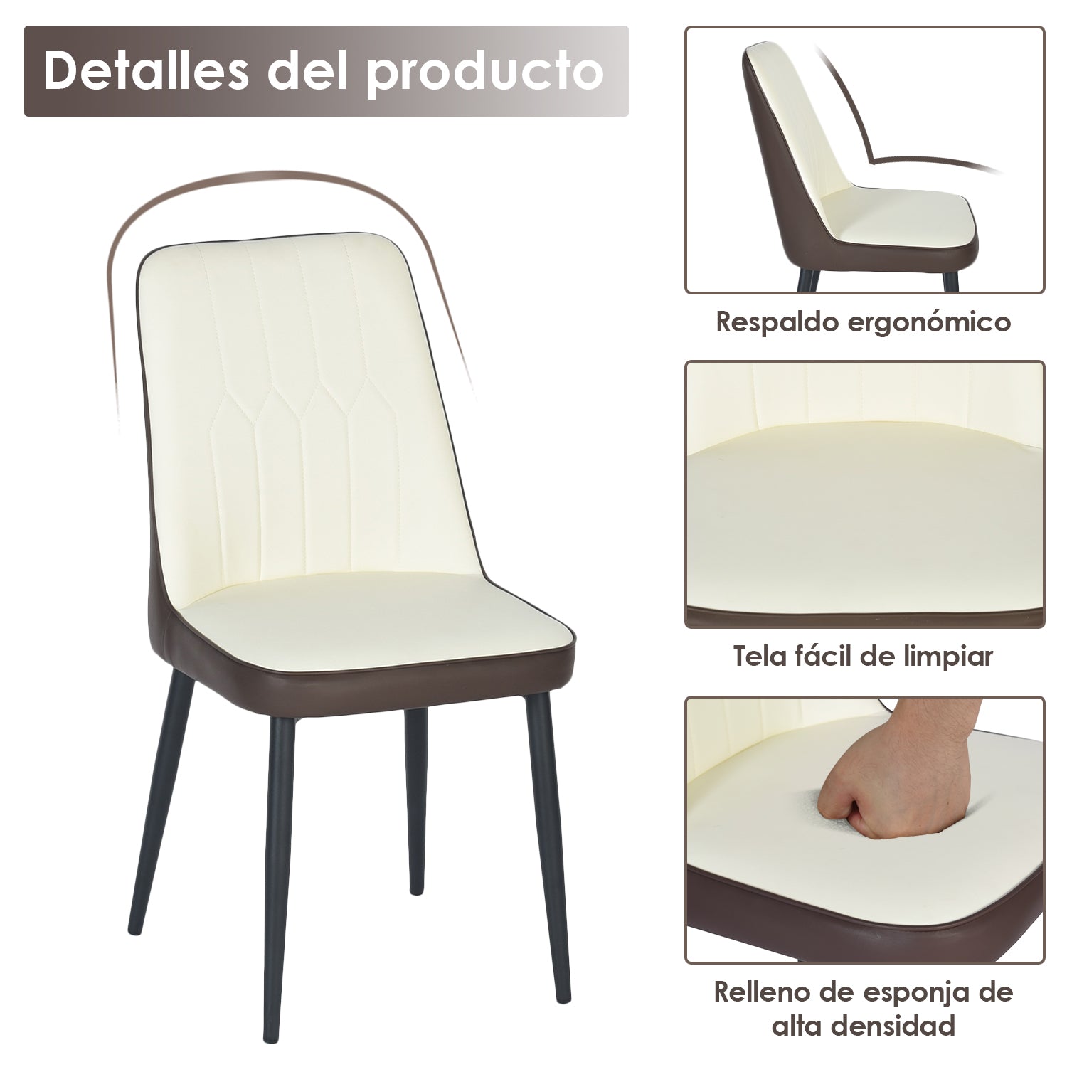 Sillas de Comedor Modernas y Cómodas de 2 Piezas para Comedor y Cocina Marrón