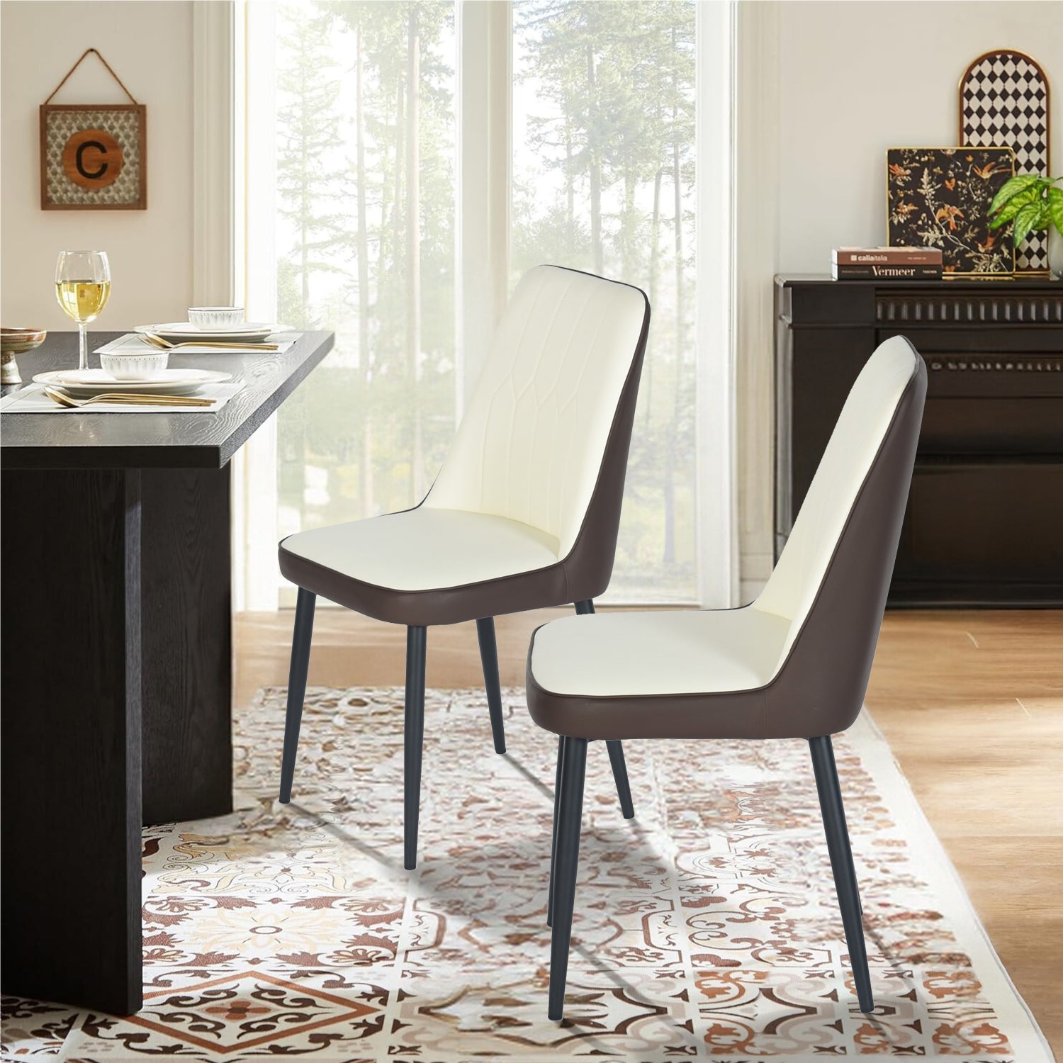 Sillas de Comedor Modernas y Cómodas de 2 Piezas para Comedor y Cocina Marrón