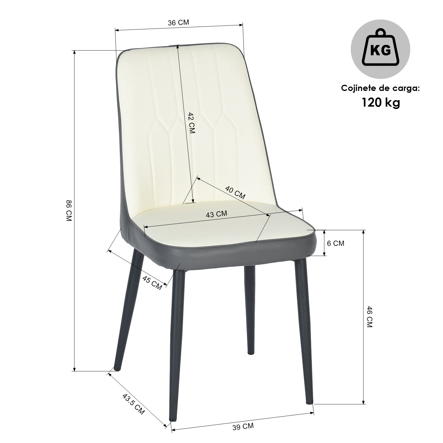 Sillas de Comedor Modernas y Cómodas de 2 Piezas para Comedor y Cocina Gris