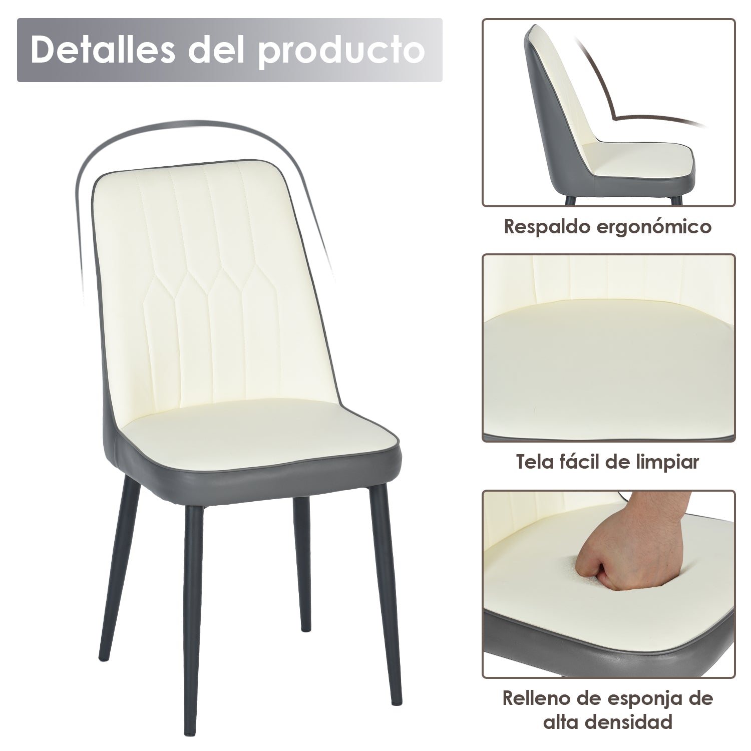 Sillas de Comedor Modernas y Cómodas de 2 Piezas para Comedor y Cocina Gris