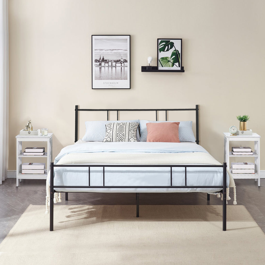 Estructura de Cama Doble de Metal Sin Colchón 197 X 141.5 cm