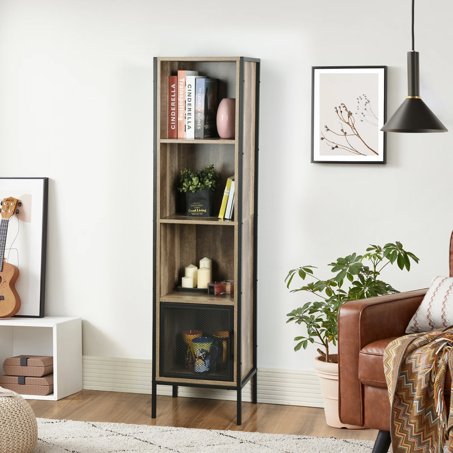 Mueble de Almacenaje + Mesa de Centro Elevable Juego de 2 (Natural)
