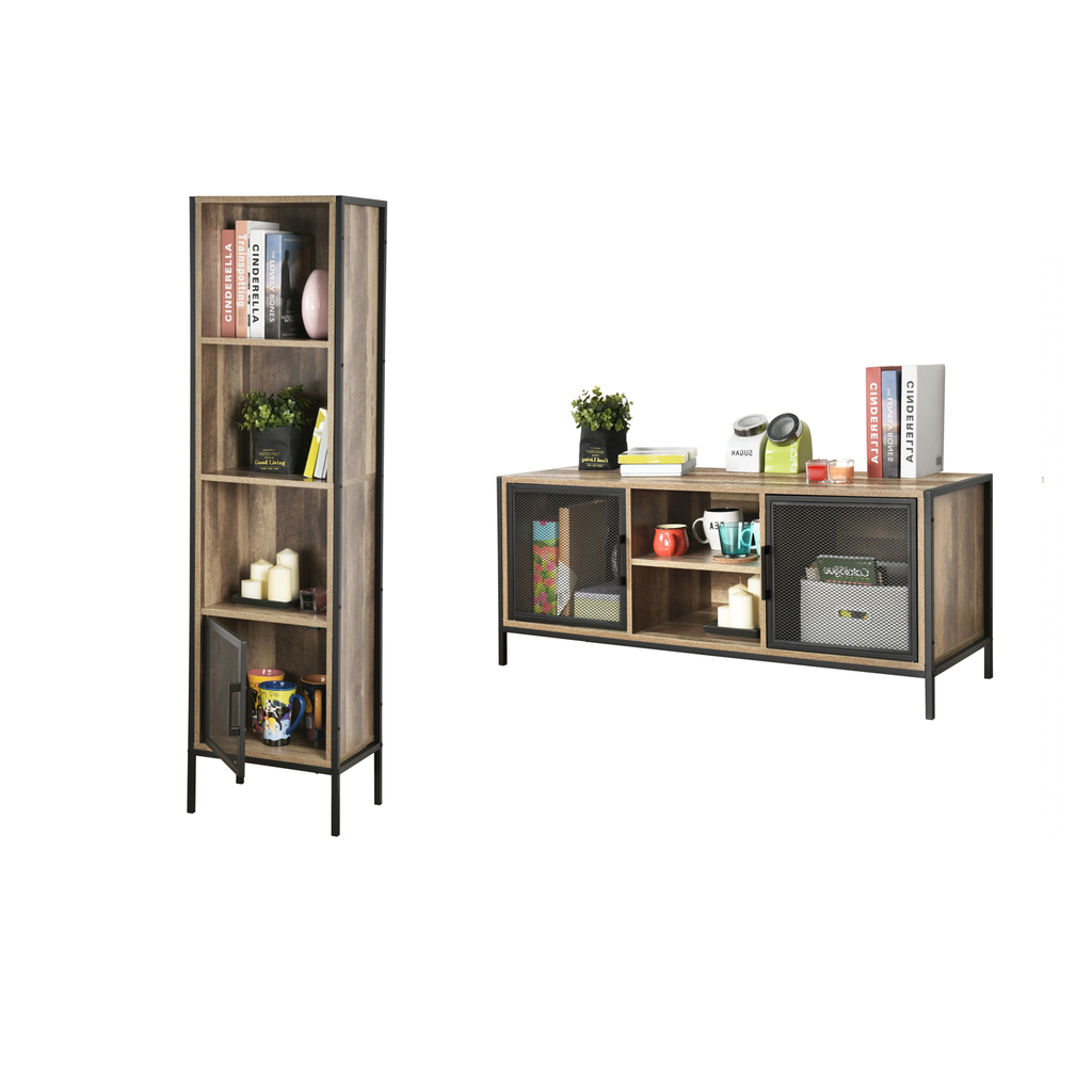 Mueble de Almacenaje + Mueble Tv Juego de 2 (Natural)