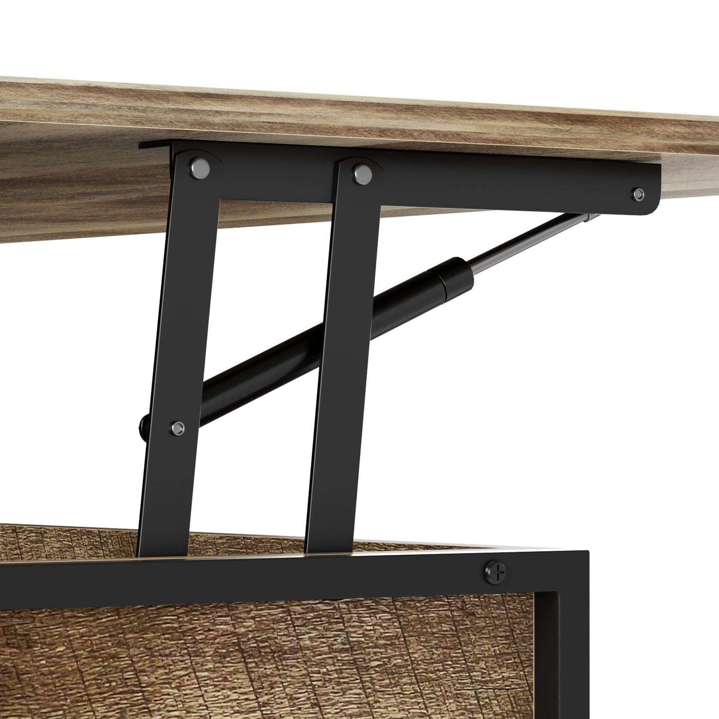 Mesa de Centro Elevable con Compartimento de Almacenamiento (Marrón)