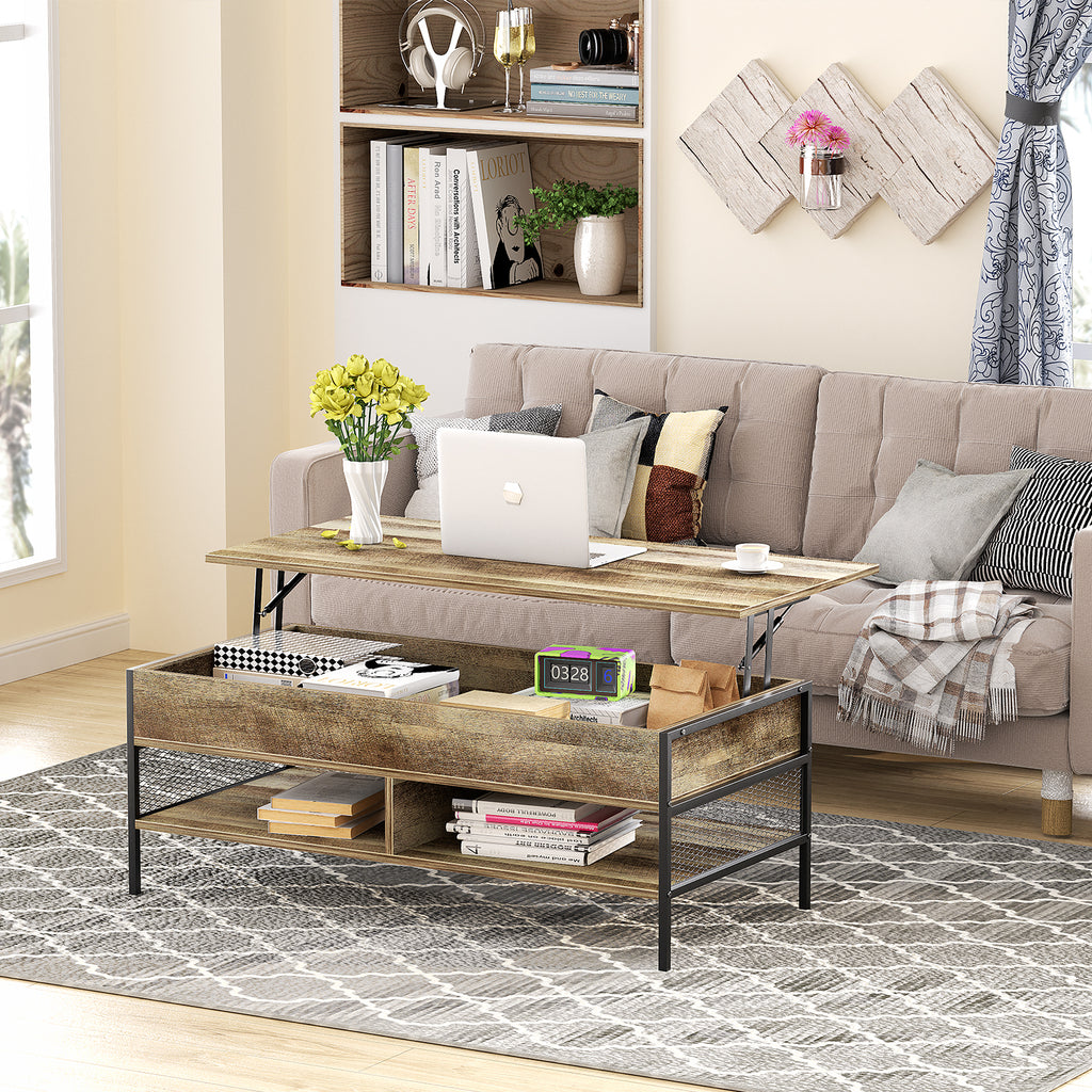 Mueble de Tv + Mesa de Centro Elevable Juego de 2 (Natural)