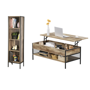 Mueble de Almacenaje + Mesa de Centro Elevable Juego de 2 (Natural)