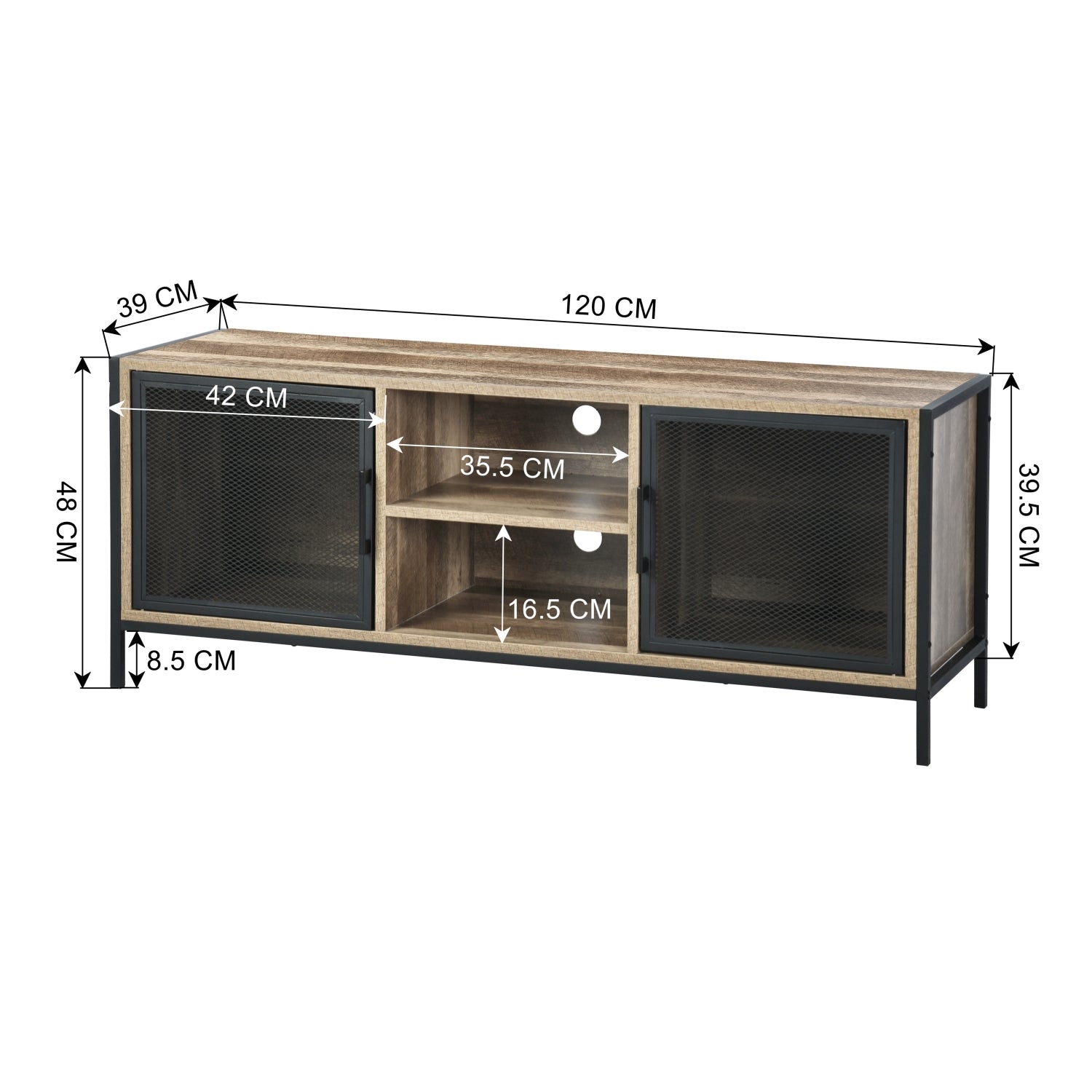 Mueble de Almacenaje + Mueble Tv Juego de 2 (Natural)