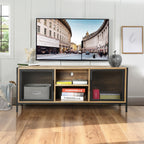 Mueble de TV con Almacenaje Diseño de Malla de Hierro Estilo Industrial (120X40X48cm) Natural