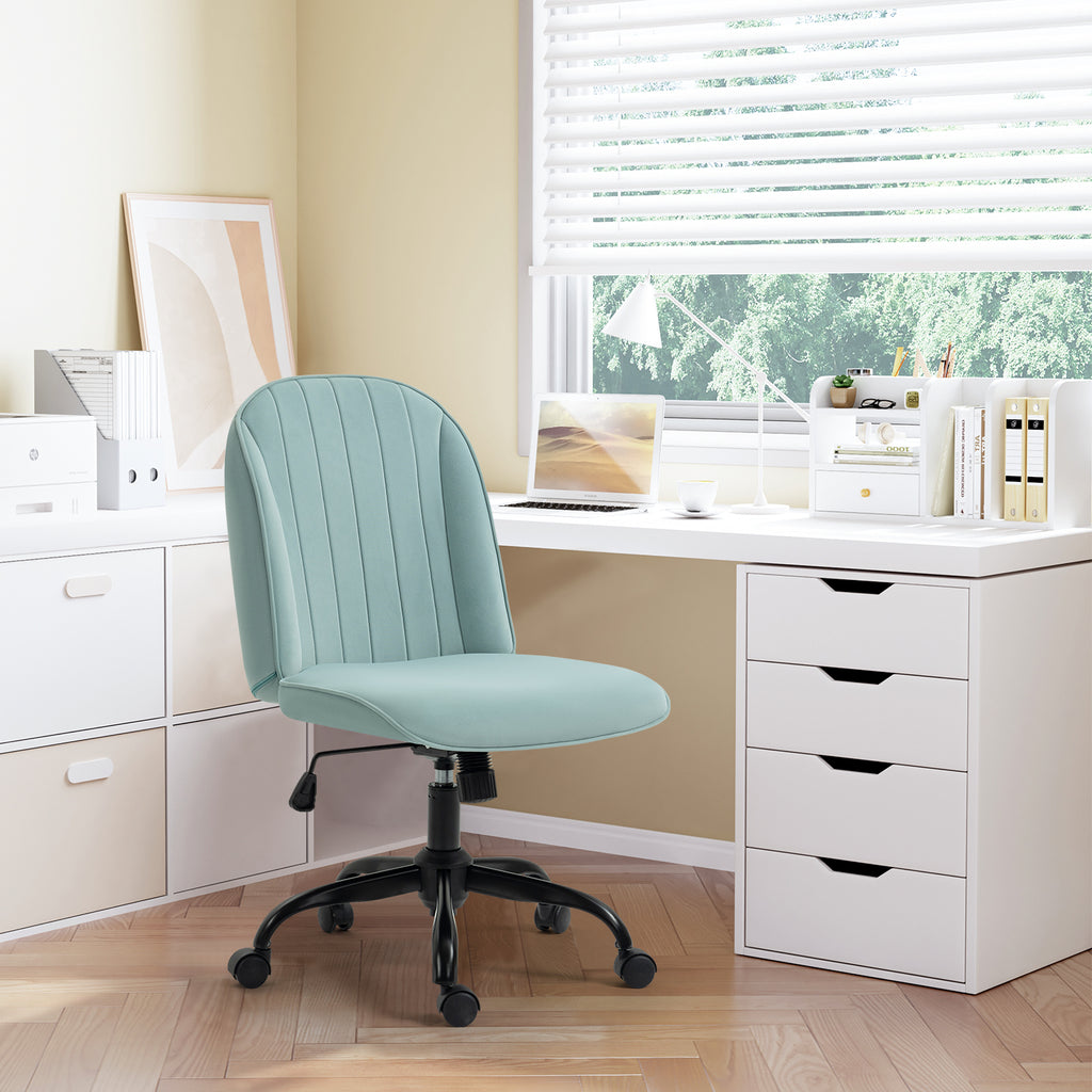 Silla de Oficina Cómoda con Respaldo Medio Ajustable y Giratoria Color Verde Menta