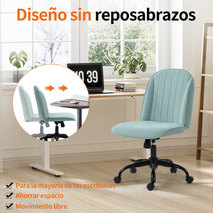 Silla de Oficina Cómoda con Respaldo Medio Ajustable y Giratoria Color Verde Menta