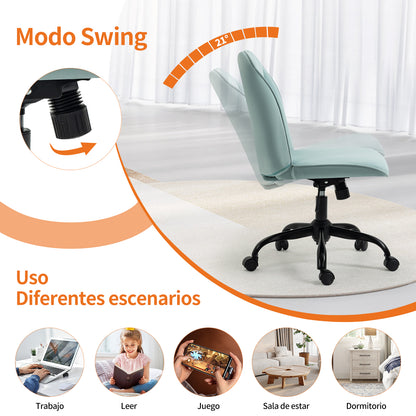 Silla de Oficina Cómoda con Respaldo Medio Ajustable y Giratoria Color Verde Menta
