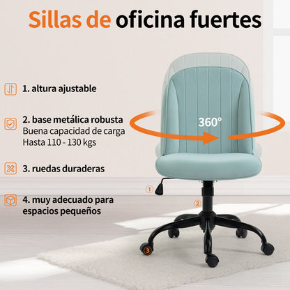Silla de Oficina Cómoda con Respaldo Medio Ajustable y Giratoria Color Verde Menta