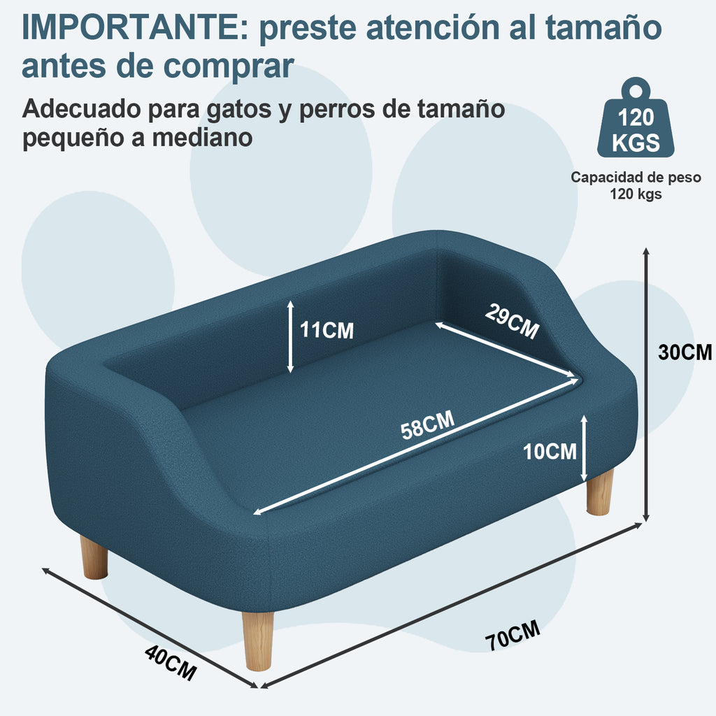 Sofá Recto Minimalista para Mascotas (Azul)