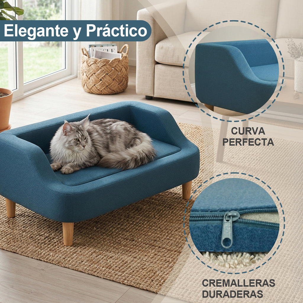 Sofá Recto Minimalista para Mascotas (Azul)