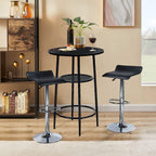 Juego de 2 Taburetes de Bar de Diseño Moderno Ajustables y Giratorios con Cojín de Asiento Aerodinámico Negro Negro