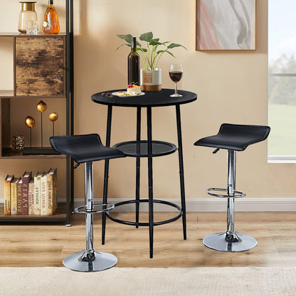 Juego de 2 Taburetes de Bar de Diseño Moderno Ajustables y Giratorios con Cojín de Asiento Aerodinámico Negro Negro