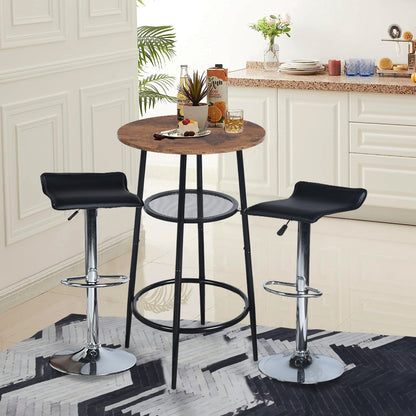 Juego de 2 Taburetes de Bar de Diseño Moderno Ajustables y Giratorios con Cojín de Asiento Aerodinámico Negro Negro