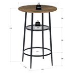 Mesa de Bar Redonda Moderna de Dos Niveles con Patas de Metal Vintage