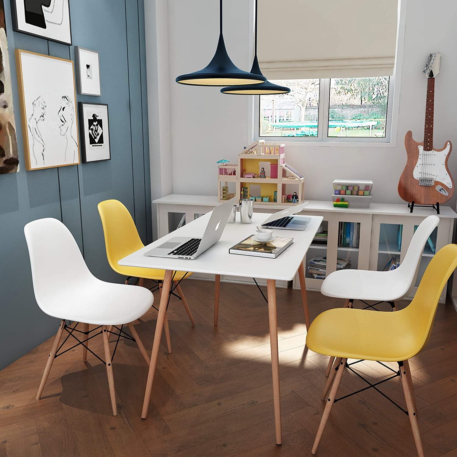 Mesa Rectangular para 4-6 Personas Estilo Escandinavo Minimalista 120x70x74cm (Blanco)