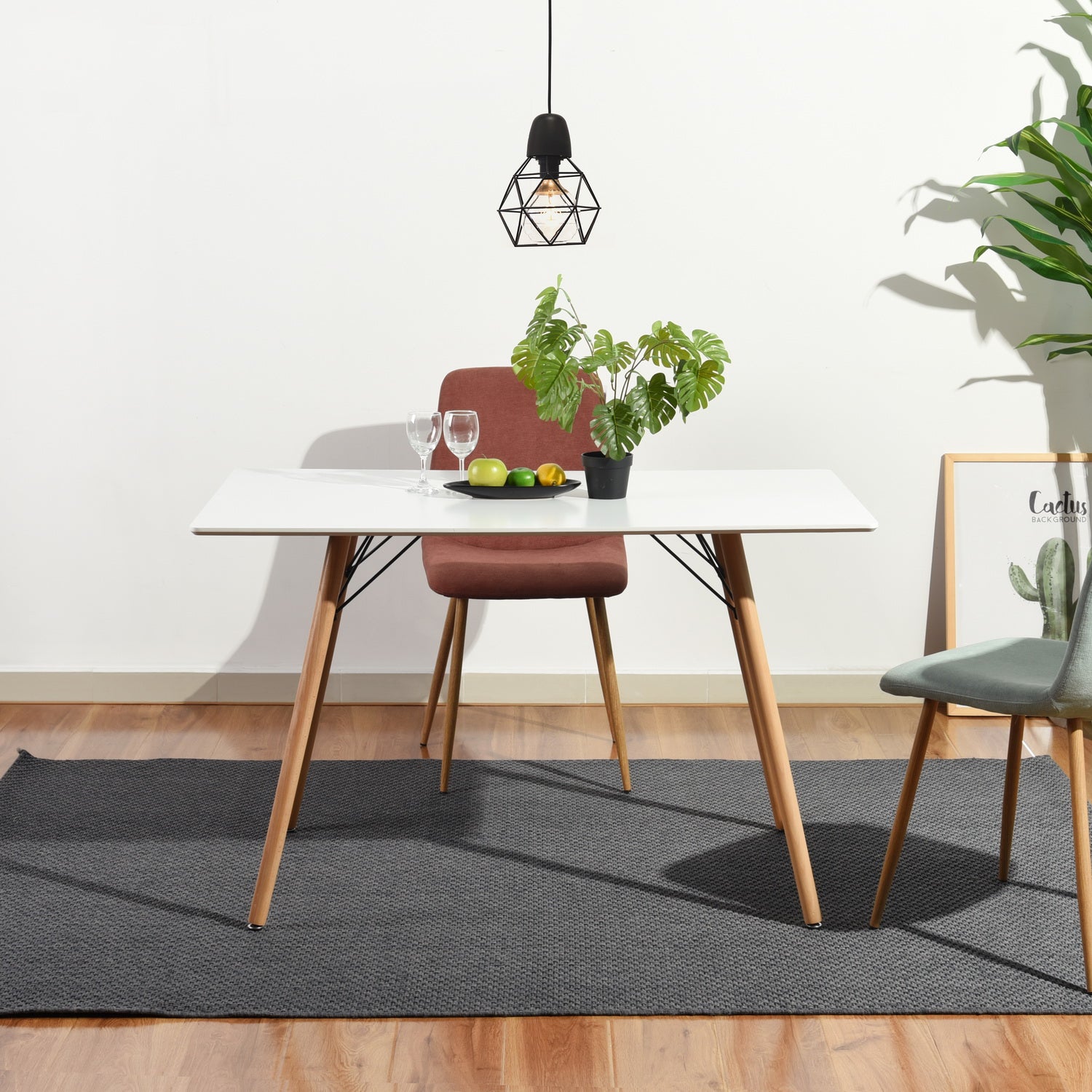 Mesa Rectangular para 4-6 Personas Estilo Escandinavo Minimalista 120x70x74cm (Blanco)