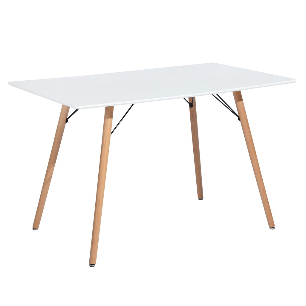 Mesa Rectangular para 4-6 Personas Estilo Escandinavo Minimalista 120x70x74cm (Blanco)