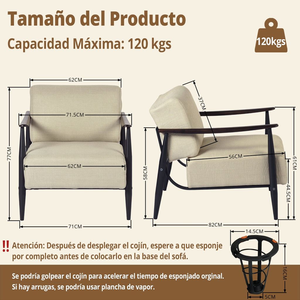 Sillón Individual de Pino Marrón Oscuro Spring